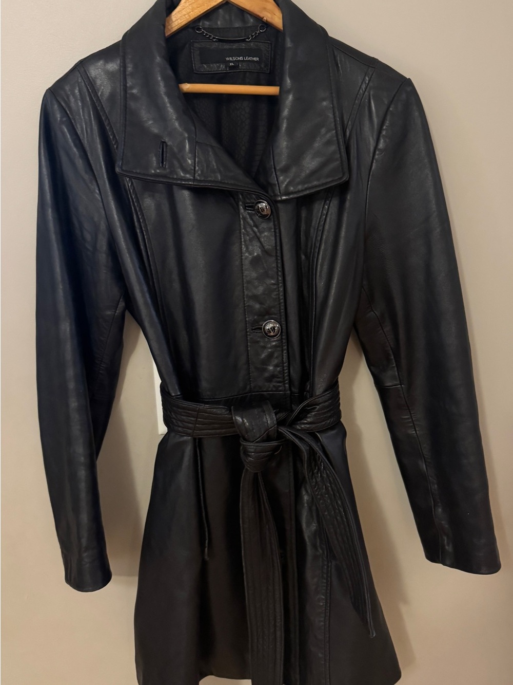 Wilsons Leather Black Belted Leather Jacket